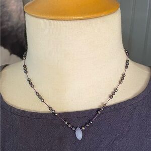 Lavender quartz and tiny black pearls dainty necklace